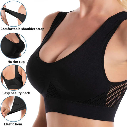 AirFlex Hollow-Out Sports Bra – Breathable Wireless Gym Crop Top
