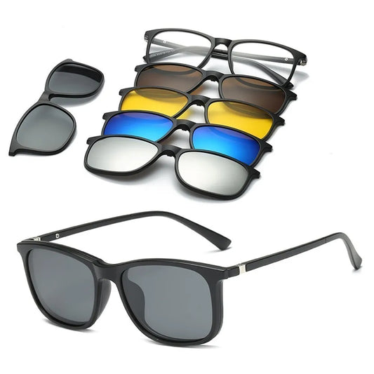 6-in-1 Magnetic Clip-On Polarized UNISEX Sunglasses Set